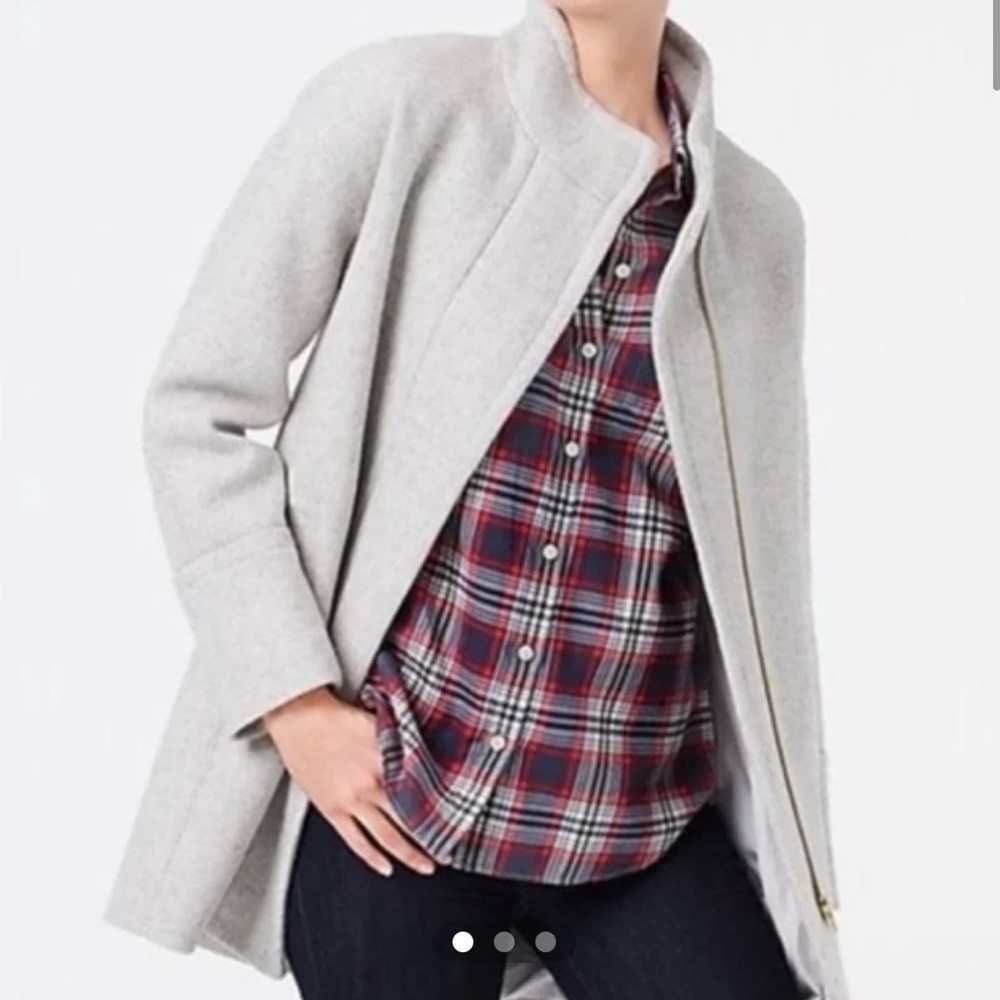 J Crew NWT City Coat Wool Blend Zip-up Coat Winter Warm Casual Gray Size 0